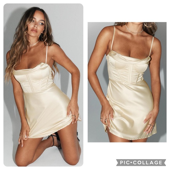 NWT Princess Polly “Spotlight” Champagne Mini Dress - Picture 2 of 6